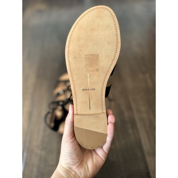 DOLCE VITA Black Suede Leather, "Jasmyn" Gladiator, Strappy Flat Sandals; SZ 7.5 - Picture 7 of 7